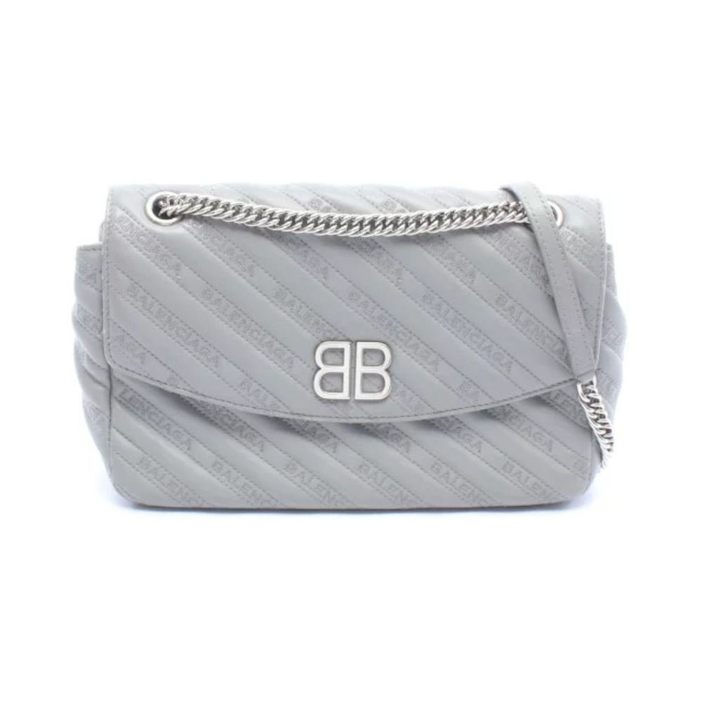 Balenciaga Round Shoulder Bag Leather Gray